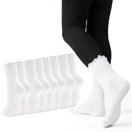 GRPSKCOS Yoga Socks Women's 4 Pairs Stopper Socks Women's Pilates Socks Non-Slip Socks for Yoga, Barre, Hospital, Pilates, Dance EU 35-40, #2 white x 4
