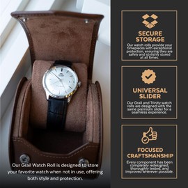 Nordform Grail Watch Roll - Leather Watch Case for 1 Watch - Premium Watch Storage Roll for Men - Travel Watch Box with Padded Protection - Watch Organiser for Jewellery and Smartwatches (Mocha)