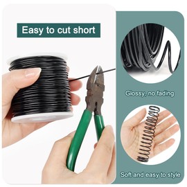 GINOYA 50m Aluminum Wire, 16 Gauge 1.5mm Bendable Metal Wire with Spool for Craft Jewelry Making (Black)