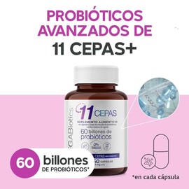 Probióticos 60 Billones UFC y 11 Cepas | Probióticos y Prebióticos Adicionados con Inulina De Agave a Base de B. Lactis y L. Rhamnosus | Cont. 60 caps, MegaBiotic