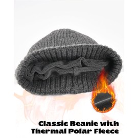 FURTALK Unisex Winter Beanie Chunky Knit Hat with Soft Fleece Lining Warm Winter Hat for Men and Women, darkgray