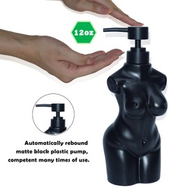 CAAS Ceramic Girl,Lotion soap Dispenser Refillable Liquid Hand Soap Dispenser for Bathroom, Premium Kitchen Soap Dispenser (Black)