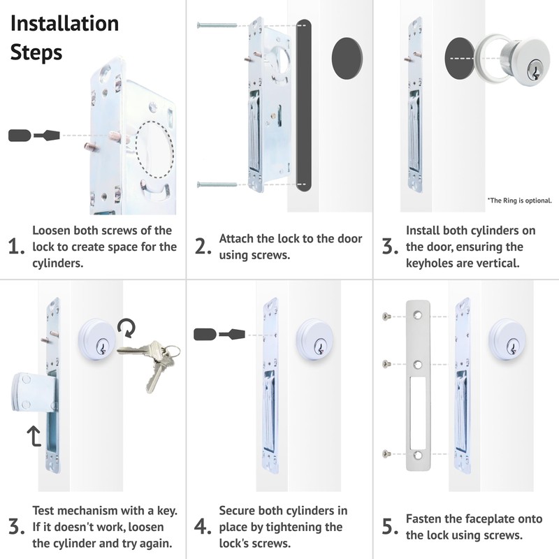 elox Storefront Swinging Narrow Stile Aluminum Door Mortise Deadbolt Lock,