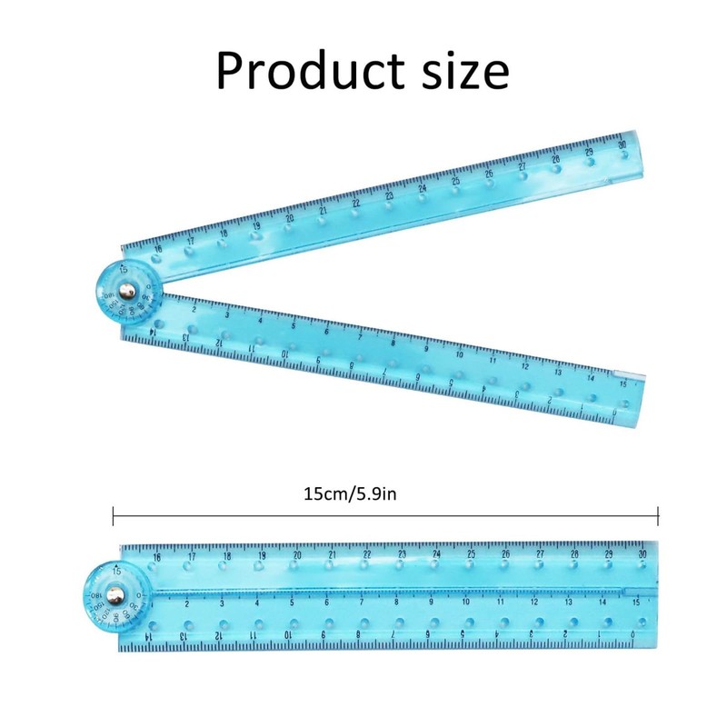 Folding Ruler,30cm Foldable Ruler 15cm Clear Ruler Stationery Ruler Transparent