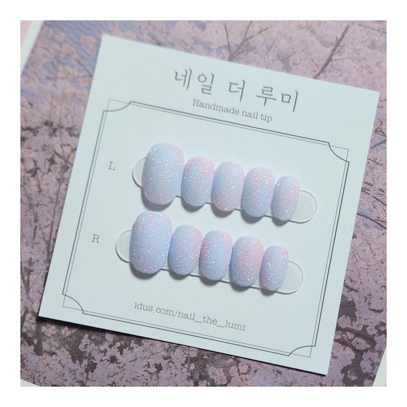  Pink Blossom ·͜· Handmade Nail Tip - Short Oval