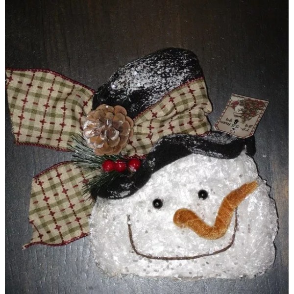 TP Crinkled FROSTY SNOWMAN HEAD for small tree orn., wreath,