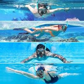 Snorkeling Gear for Adults, Dry-Top Snorkel Set Scuba Diving mask, 180°Panoramic Wide View Professional Snorkeling Gear Breathing Freely Snorkel Mask (Green)