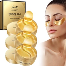 Parches para Ojos,Parches para contorno de ojos Ácido Hialurónico,Skincare K-Beauty para Contorno Ojos,Eye Patches,antiarrugas de ojo 180 piezas,Ideal Skincare para Contorno de Ojo Sensibles (Dorado)