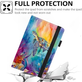 Pudiceva Universal 11 11.5 Inch Android Tablet Case,Slim Folding Stand Cover for 10.5 "10.9" 11" 11.5" and All 10.5"- 11.5" Touchscreen Tablet Case with Stylus Pen Holder,Sea Turtle