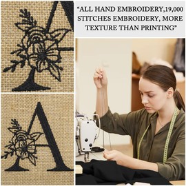 YOOLIFE Birthday Gifts for Women, Initial Jute Tote Bag Beach Tote Bag Gifts for Mom Teacher Gifts Daughter In Law Gifts Bridal Shower Gifts Sister Gifts Grandma Gifts Initial Bag Tote Bag for Women C