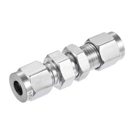 sourcing map Compression Tube Fitting 1/4" Tube OD x 1/4" Tube OD Bulkhead Union Coupling Adapter 304 Stainless Steel