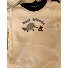Gymboree NWT 3-6 Infant Boys Gymboree “ANTEATER PALS” Cotton White BODYSUIT ‘Best Friend’