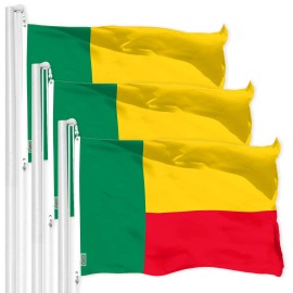 UD_G128 3 Pack: Benin Beninese Flag  3x5 Ft  LiteWeave Pro Series Printed 150D Polyester  Country Flag, Indoor/Outdoor, Vibrant