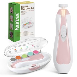 haakaa Baby Nail Trimmer Electric Safe Baby Nail Clippers Baby Nail File Kit Manicure Set, Trim Polish Grooming kit for Newborn Toddler or Adults Toes Fingernails, 6 Grinding Heads and LED Light