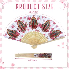 Roowest 36 Pcs Catholic Fan for Church Virgen De Guadalupe Souvenir Religious Christian Our Lady of Guadalupe Paper Folding Church Handheld Fan for First Communion Favor Baptism Gift