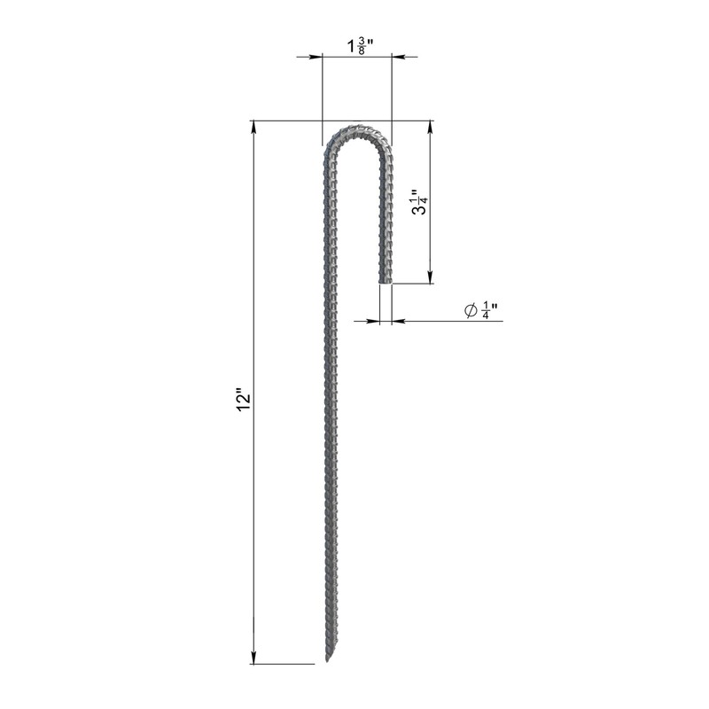 Vodaland Rebar Stakes J Hook Extra Heavy Duty 1/4 inch
