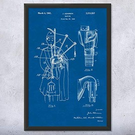 Framed Bagpipe Print, Musician Gift, Scottish Instruments, Folk Music Gift, Bagpipe Player Gift, Bagpipe Design Blueprint (18x24)