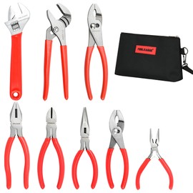 TOOLEAGUE 8Pcs Pliers Set with Storage Bag,Groove Joint,Long Nose,Slip Joint, Diagonal, Linesman Plier,Adjustable Wrench for DIY and Multi-Use