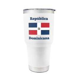 Palm City Products 30 oz Tumbler - Dominican Republic Flag - República Dominicana Design - Travel Tumbler for Hot & Cold Drinks - Spill Proof Lid - Ideal for Outdoor Adventures & Gift Giving