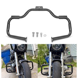 Wsays Highway Crash Bar Front Engine Guard 1 1/4" Diameter Mustache Compatible with Harley Softail Slim Fat Boy Heritage Deluxe FL 2000-2017 Models, Gloss Black