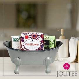 Rustic Enamel 1 Piece 5.5" Metal Clawfoot Mini Bathtub Soap Dish Mini Bath Tub Decoration Clawfoot Tub Soap Caddy Grey