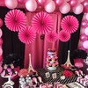 MOWO Hot Pink Paper Fans Hanging Decoration for Summer Birthday