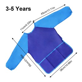 KZNKZN 2 Pack Kids Art Smock Toddler Children Painting Apron, Kids Apron, Waterproof Play Apron Long Sleeves With 3 Roomy Pockets Age 3-5 Years Girls And Boys For Painting, Craft, Eating(Blue+Yellow)
