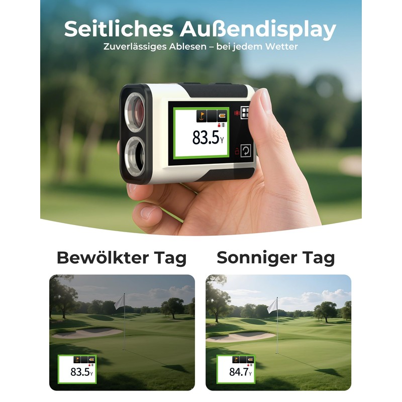CIGMAN 1312Y Laser Golf Rangefinder with Side Touch Screen, Tilt