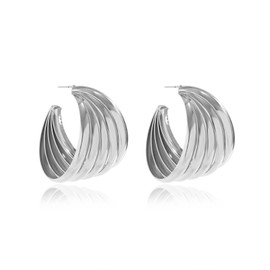 Chunky Hoop Earrings For Women Thick Open Resin Hoops Gold Plated Hoop Earrings Fashion Jewelry For Women (C-2)