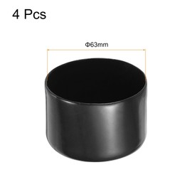 sourcing map 4pcs Rubber End Caps 63mm(2 1/2 Inch) ID x 40mm(1 9/16 Inch) H Vinyl Round End Cap Cover Screw Thread Protectors Black