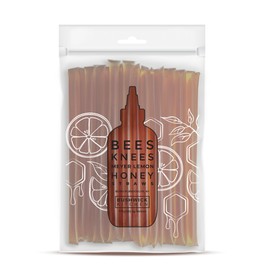 Bees Knees Meyer Lemon Raw Honey Sticks, 50 Count of Raw Honey Sticks for Tea, Made in the USA, Sweet with a Citrus Kick, Pure & All Natural, Unfiltered & Gluten Free, 50 Straws