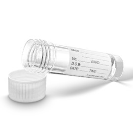 10x RE-GEN 30ml Transperant Plastic Specimen Liquid Container Pots - Secure Screw Top Lids, Clear Identification Label Markers