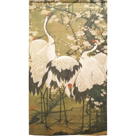 Noren Workshop Noren Japanese Style Jakuchu Ito, Baika County Crane, Japanese Paintings, Tapestry, Poster, Width 33.5 inches (85 cm) x Length 59.1 inches (150 cm) 91247