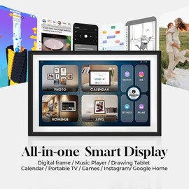CHANGING 10.1” Smart Display for home organization with Google Calendar&HomeHub&Voice assistant|Digital Picture Frame with Anti-Glare touchscreen|Portable TV|Music Speaker|like a tablet
