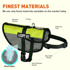 Dogline N0251-5-0231 MaxAire Mesh Vest for Dogs & 2 Removable Adopt Me Patches, 17 to 21"/Medium, Green