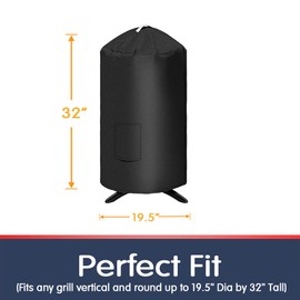 Grisun Round Grill Cover for George Foreman GFO3320 GFO240 Grill, 19.5"(Dia) 32"(Tall) Water Proof Heavy Duty Outdoor Canvas BBQ Grill Cover Dome Smoker Cover Fits or Similar Size Grills