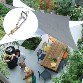 SWTYExt Stainless Steel Carabiner and Stainless Steel Eye Plate M5, 8 Pieces Eye Plate with Eyelet, Stainless Steel 304 (V2A) Lashing Eyelet, Wall Eyelet, Deck Plate, Eye Plate with Eyelet for Sun