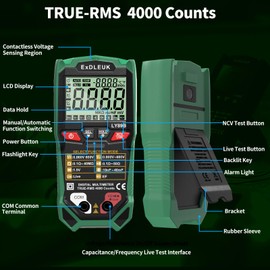 Digital Multimeter Voltage Tester, 4000 Counts Smart Measurement Auto-Ranging Volt Meter, Non-Contact Tester Tools, Measures AC/DC Voltage, NCV, Capacitance, Resistance, Diode, Continuity & Live Wire