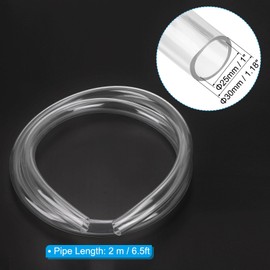 PATIKIL 25mm Inner Diameter x 30mm OD x 2M Length Clear Vinyl Tube Flexible Plastic PVC Pipe Tube Hose with 2 Stainless Clamps for Liquid Transfer, Clear