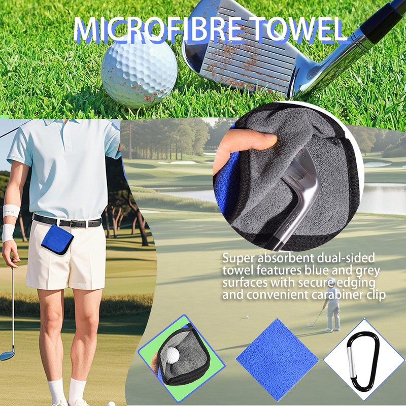 Golf Club Cleaning Set, Retractable Water Nylon Brush and Microfibre