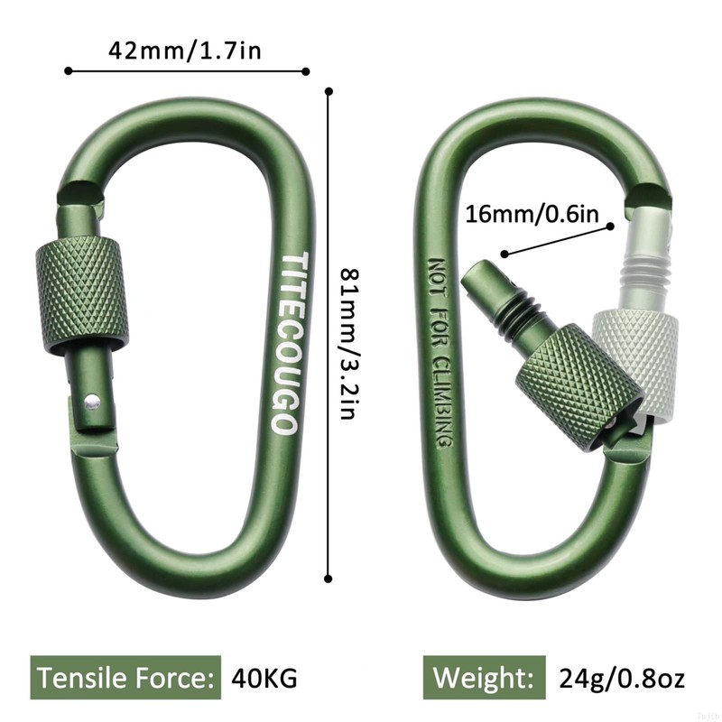TITECOUGO Aluminum Alloy D-Ring High Strength Carabiner Key Chain Clip