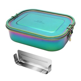 G.a HOMEFAVOR Edelstahl Brotdose Bento Box Auslaufsicher Groß Metall Lunchbox 1400ml mit Herausnehmbarer Trennwand Vesperdose, Galvanisierung Regenbogenfarbe, Brotzeitdose