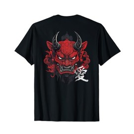 Japanese Traditional Oni Demon Mask Japan Kanji Art Back T-Shirt