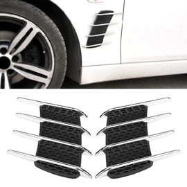 Air Flow Vent Cover, Pair of Car Exterior Hood Side Air Intake Flow Vent Shark Gills Outlet Decorative Trim Sticker