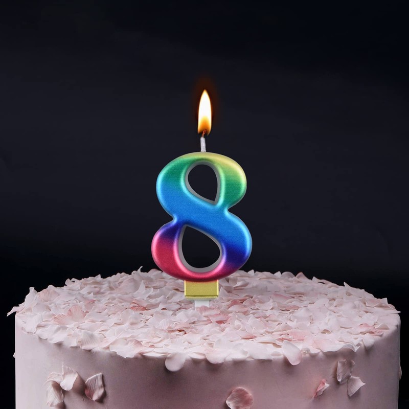 8 Years Birthday Candles Number 8 Birthday Candles Rainbow Colour
