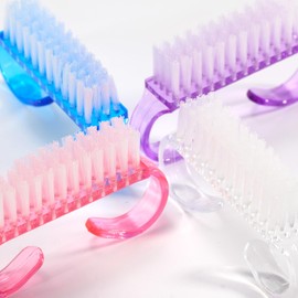 4pcs Nail Brush Set Plastic Handle Nail Cleaning Tool for Nail Art Hand Cleaning Brush Daily Cleaning Wash