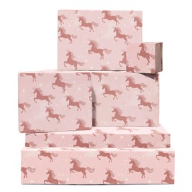 Unicorn Wrapping Paper - 6 Sheets Of Gift Wrap - Sparkly Unicorns - Star - Girls Birthday Wrapping Paper - Baby Shower - Comes With Stickers And Tags - By Central 23