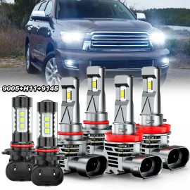CHUSYYRAY For Toyota Sequoia 2008-2018 Combo LED Headlight High Low Beam Fog Light Bulbs