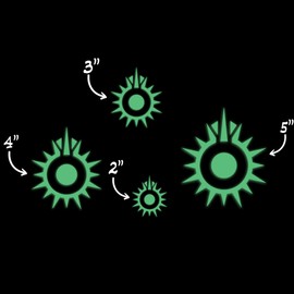 Star Star Inspired Movie Character Space Black Sun Symbol Glow in The Dark Sticker Decal for Phone Tablet Laptop Car Truck Window | 2" Sticker | Orange