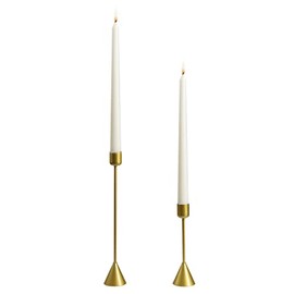 Royal Imports Portavelas cónico dorado, moderno portavelas cónico de metal, decoración de centro de mesa para el hogar o la boda, juego de 2 piezas, 6 y 10 pulgadas
